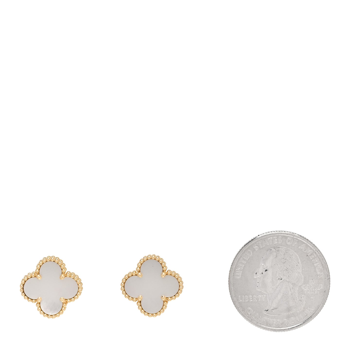 18K Yellow Gold Mother of Pearl Vintage Alhambra Earrings