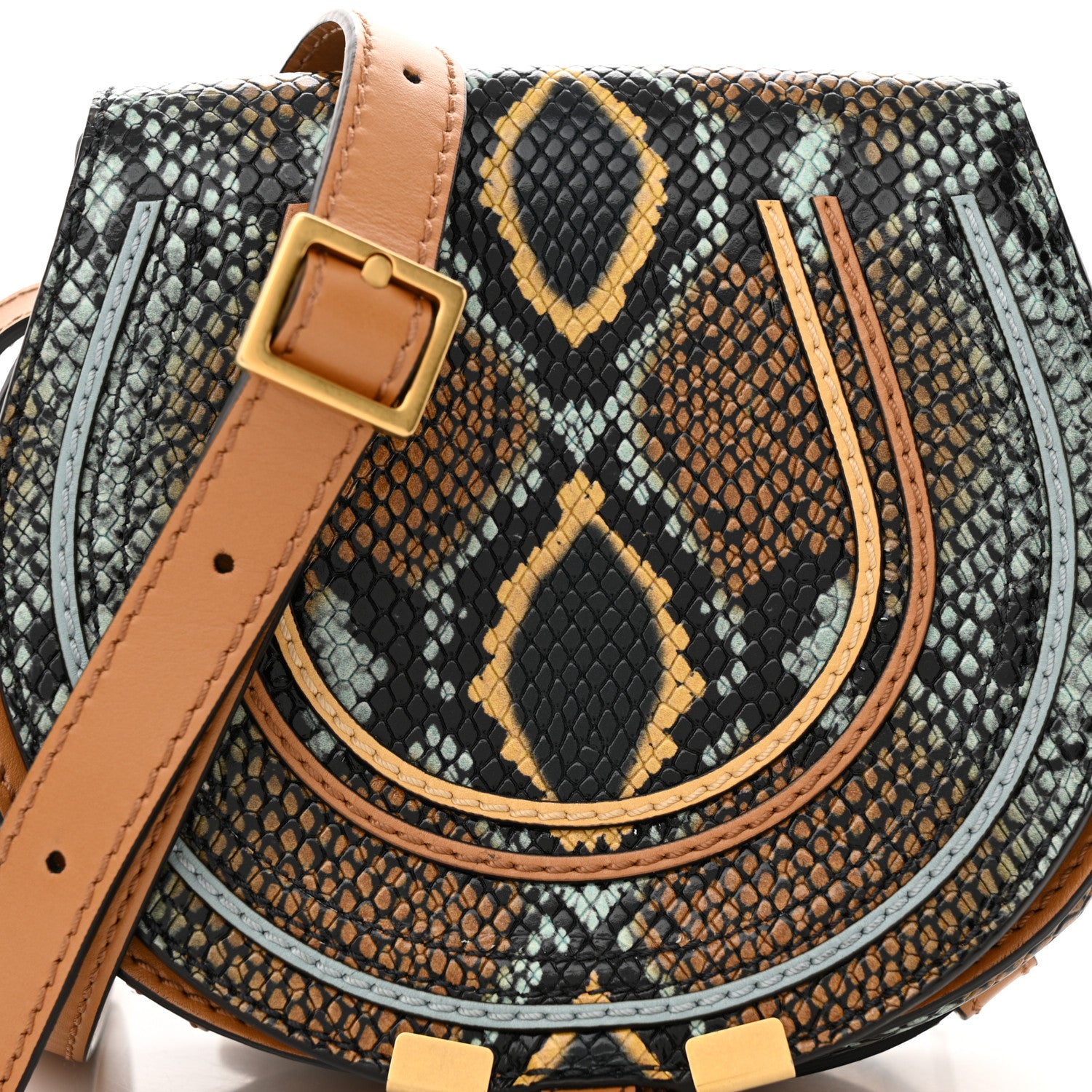 Chloe Python Embossed Calfskin Mini Marcie Round Crossbody Bag Multicolor 7 of 9