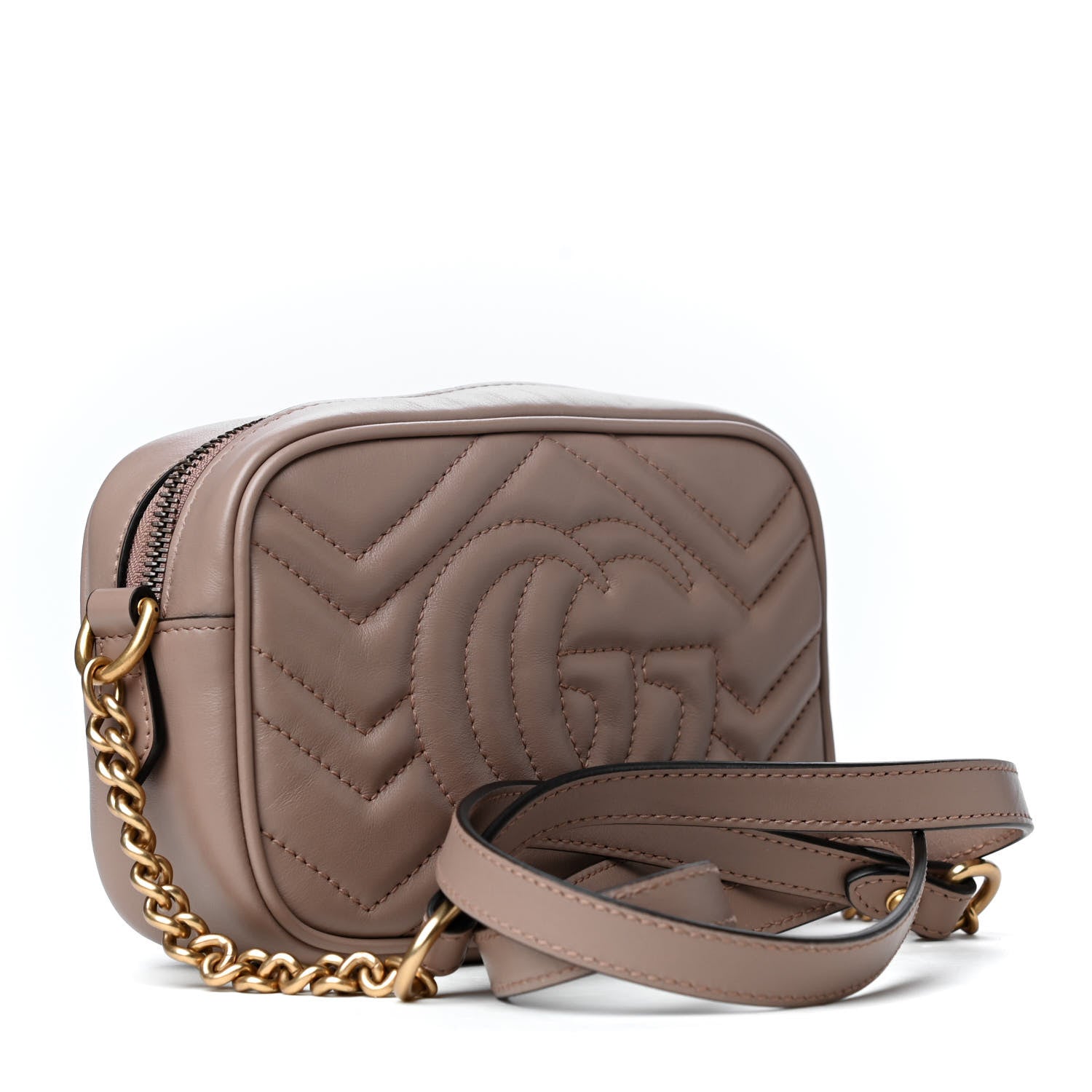 Gucci Calfskin Matelasse Mini GG Marmont Chain Shoulder Bag Porcelain Rose 2 of 4