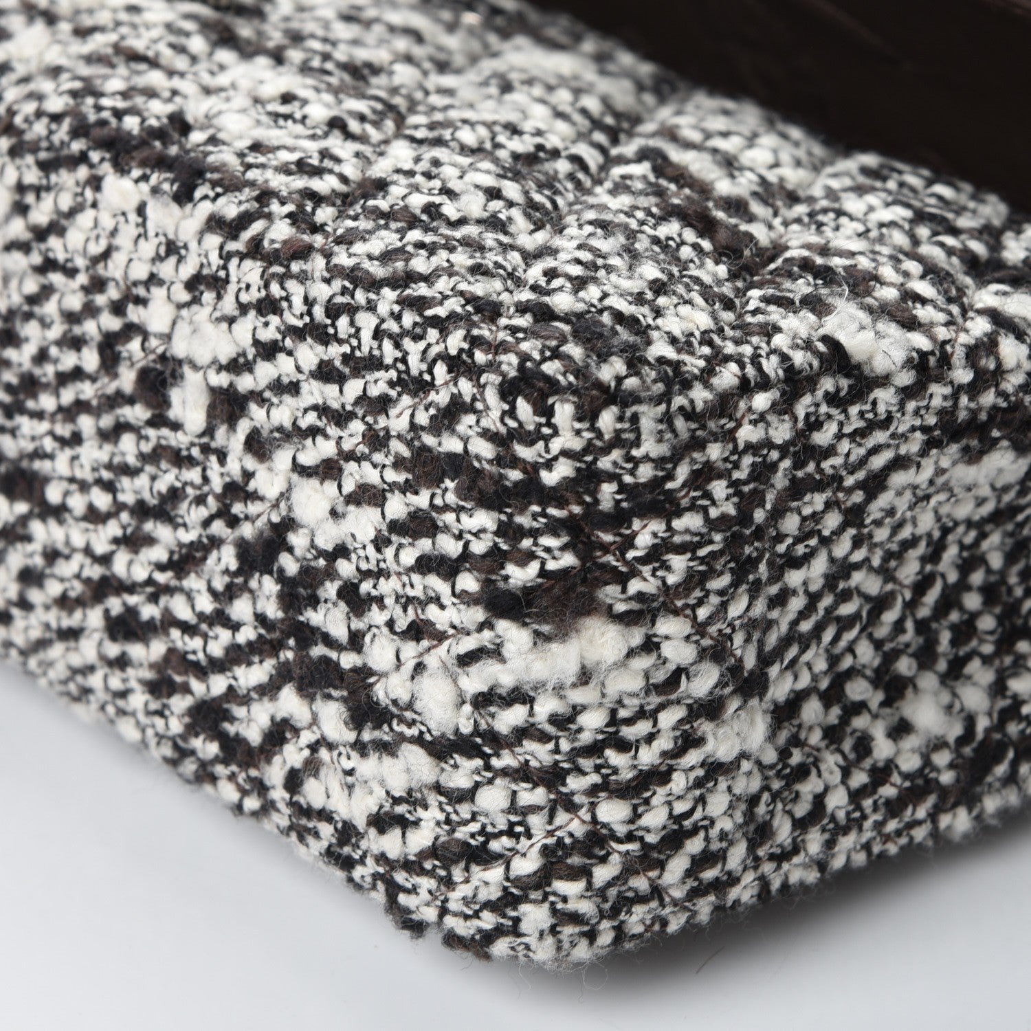 Chanel Tweed Quilted Medium Double Flap White Brown 10 of 12