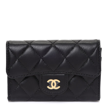Chanel Lambskin Quilted Flap Card Holder Wallet Black 1 of 9