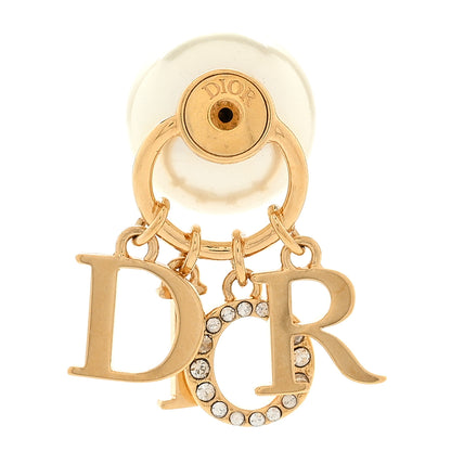 Christian Dior Pearl Crystal Tribal Logo Charms Earrings Gold 4 of 4
