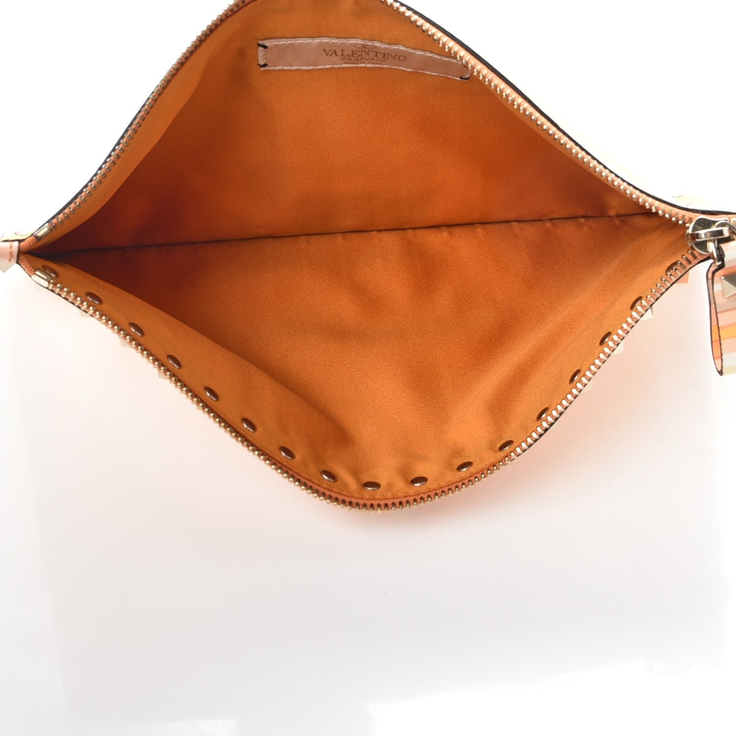 Valentino Garavani Nappa Native Couture 1975 Rockstud Zip Pouch Mandarin Sorbet 5 of 7
