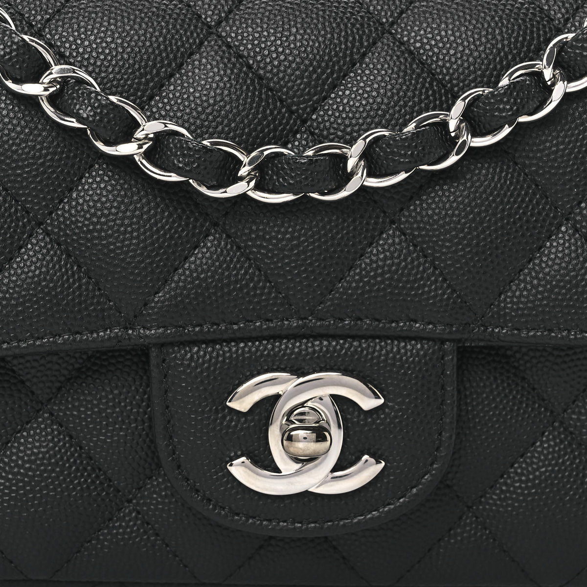 Caviar Quilted Mini Rectangular Flap Black