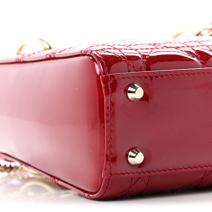 Christian Dior Patent Cannage Mini Lady Dior Red 9 of 11