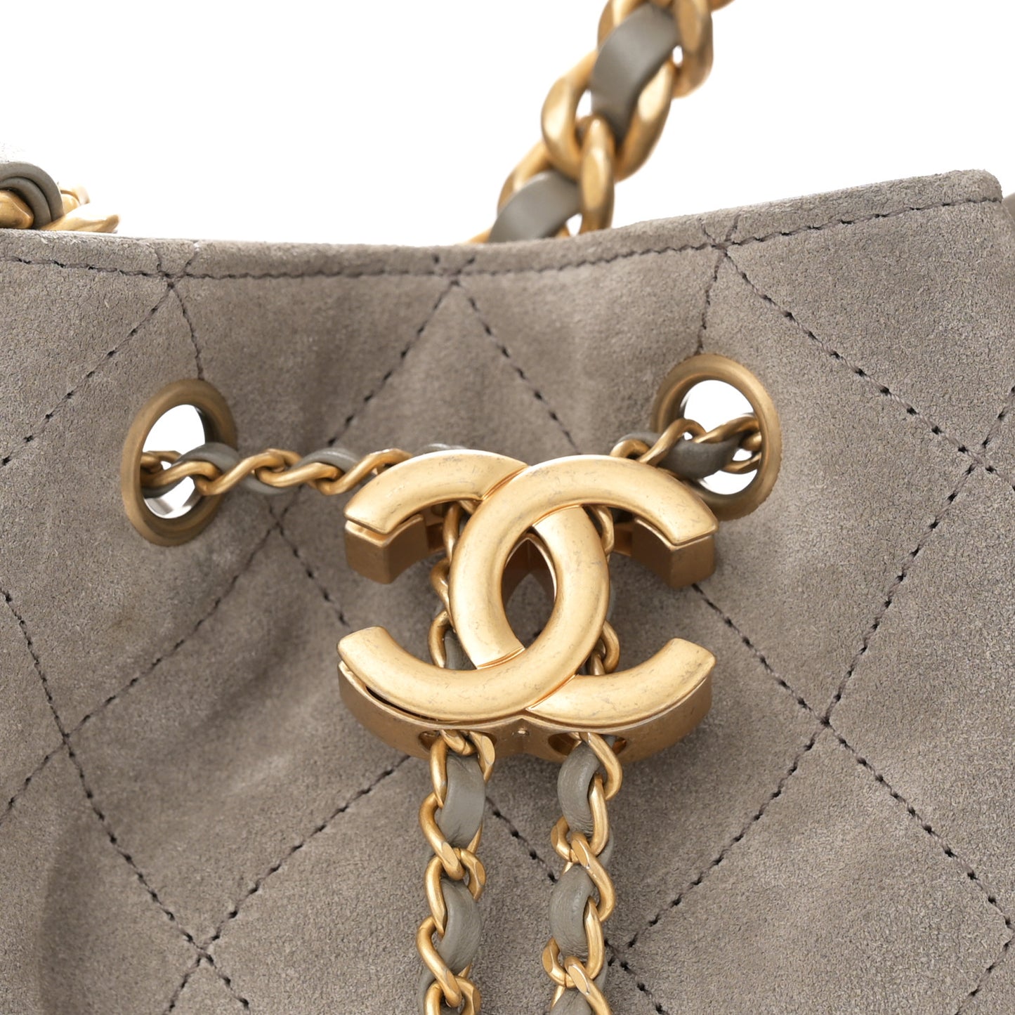 Suede Quilted Medium Chanel 25 Handbag Dark Grey