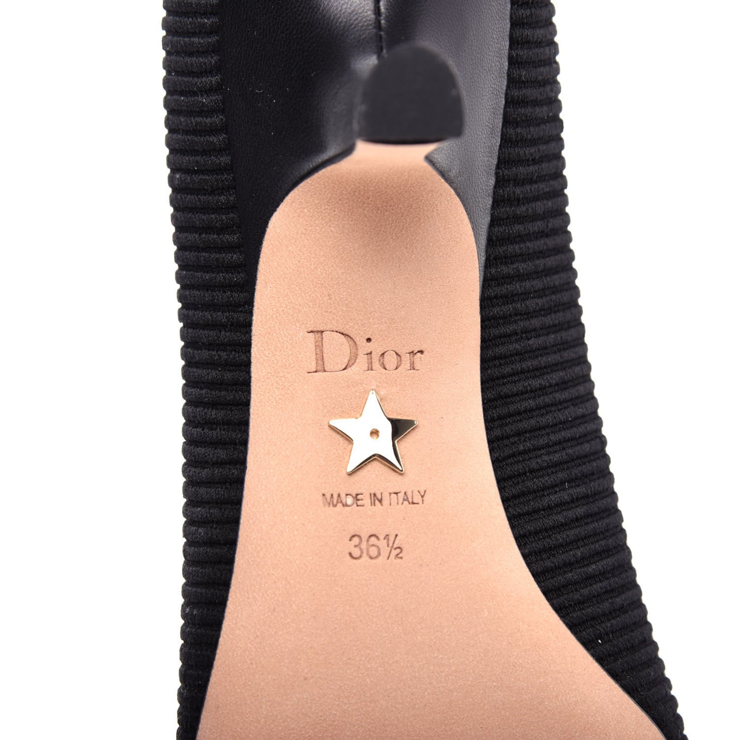 Technical Canvas Ribbon Embroidered J'Adior 65mm Pumps 36.5 Black