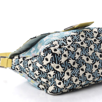 Fendi Beaded Lizard Mama Baguette Blue Yellow 6 of 14