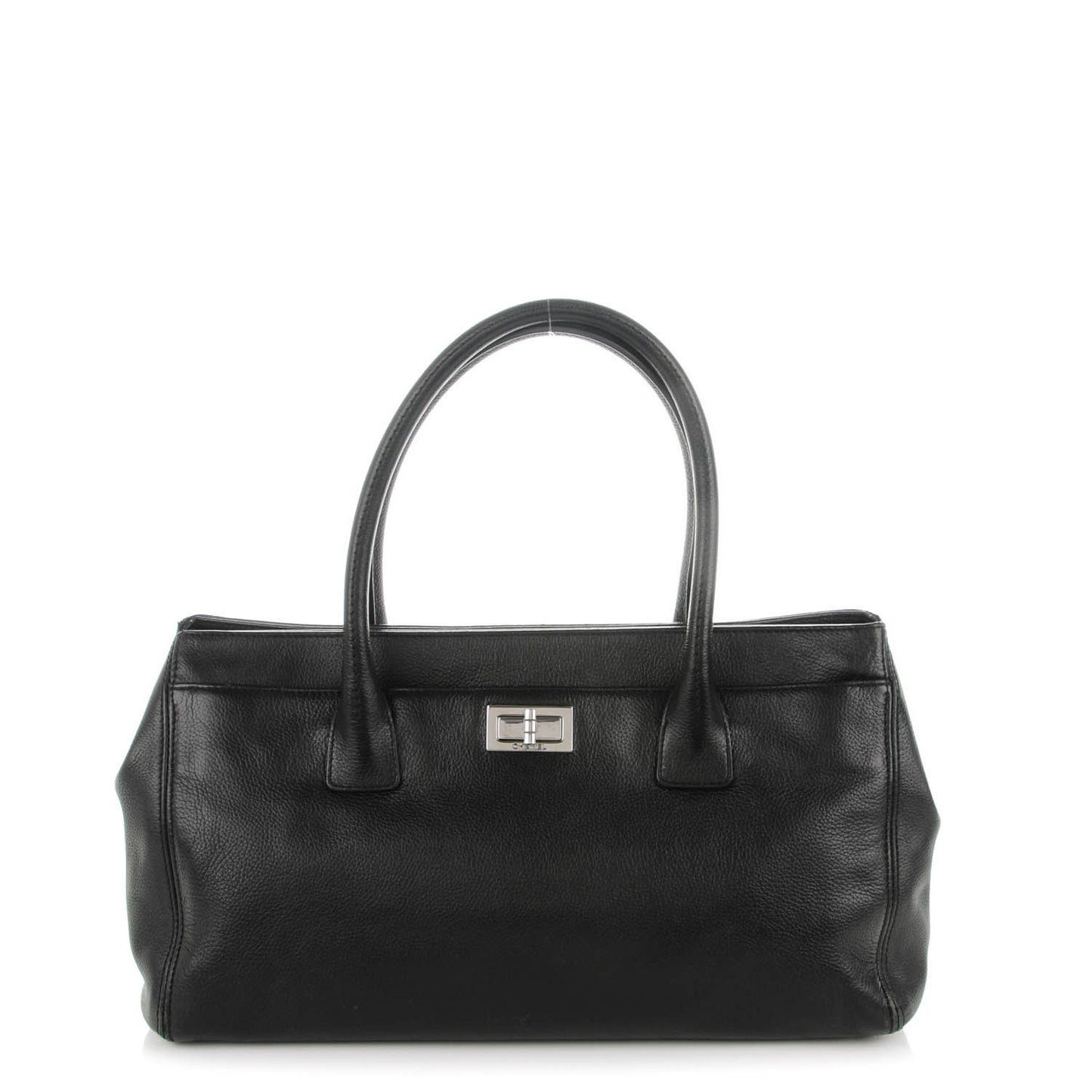 Calfskin Mademoiselle Lock Cerf Shopper Tote Black