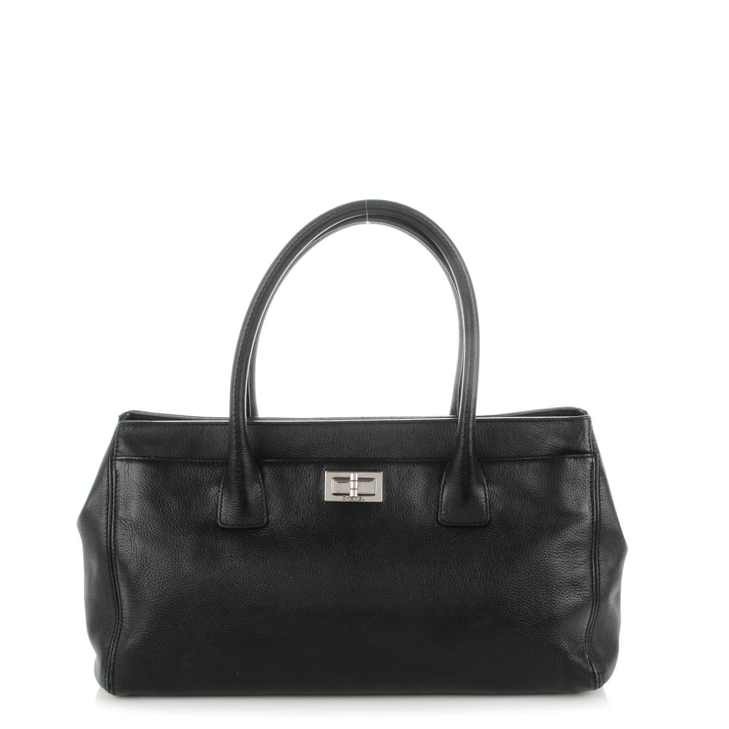 Chanel Calfskin Mademoiselle Lock Cerf Shopper Tote Black 1 of 8