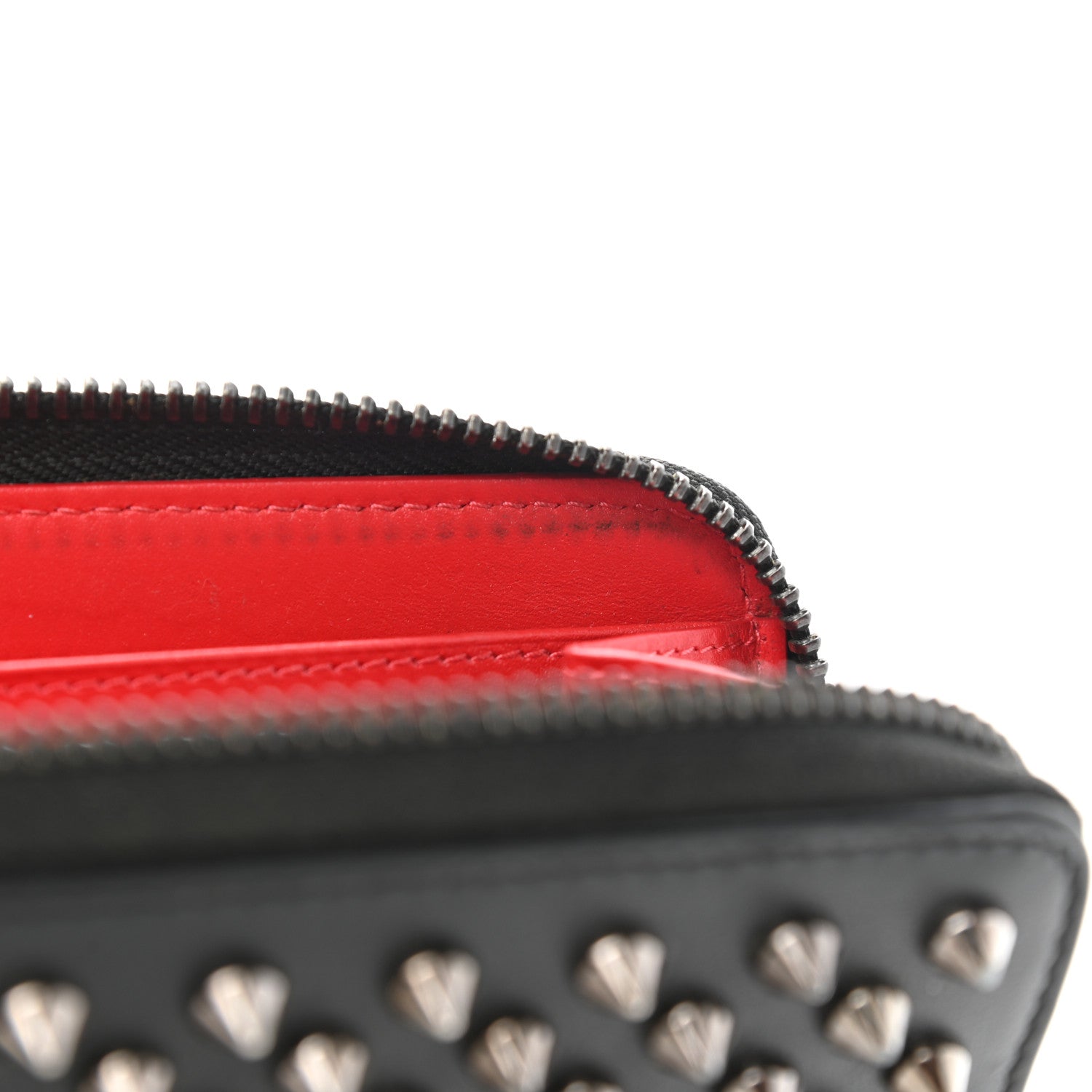 Christian Louboutin Calfskin Panettone Spiked Zip Around Wallet Black 8 of 8
