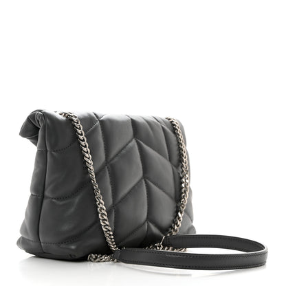 Saint Laurent Lambskin Quilted Toy Loulou Puffer Monogram Chain Satchel Storm 2 of 10