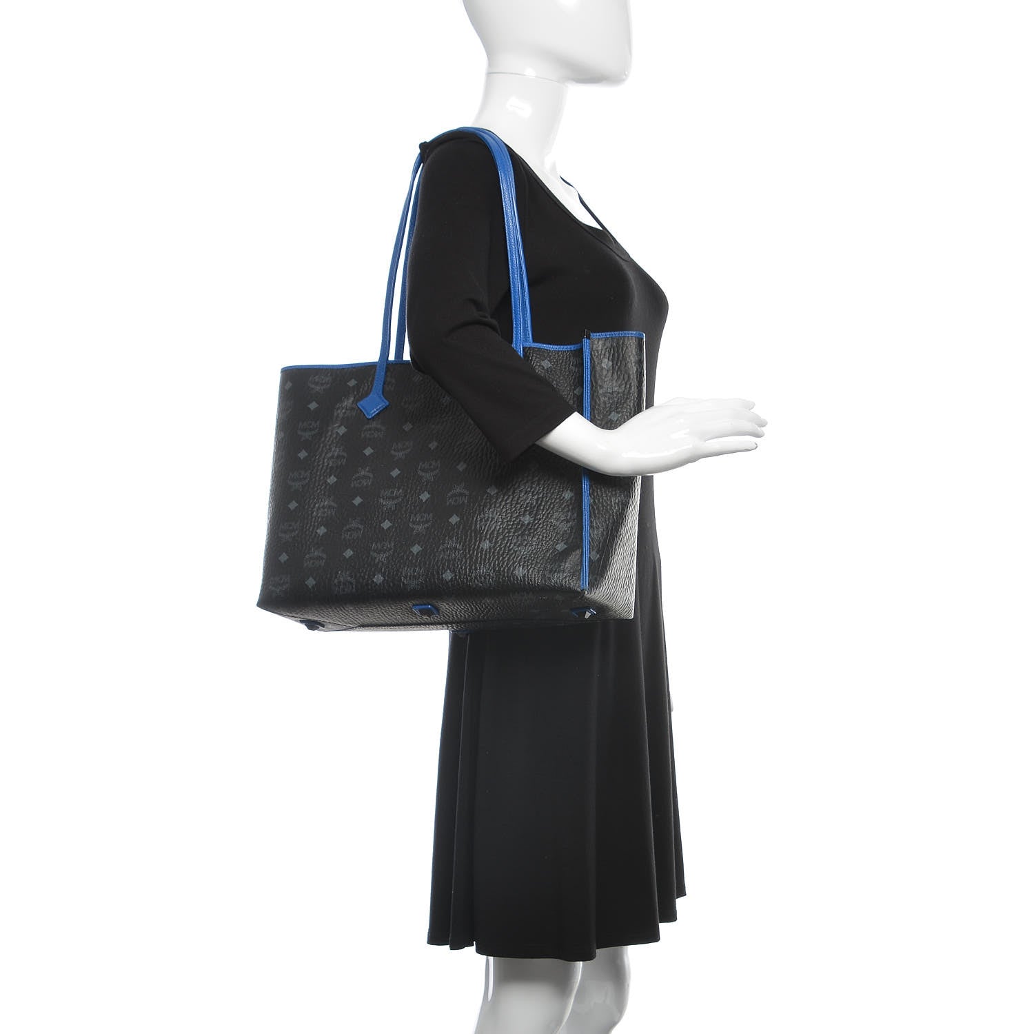 MCM Visetos Medium Shopper Tote Black 2 of 15