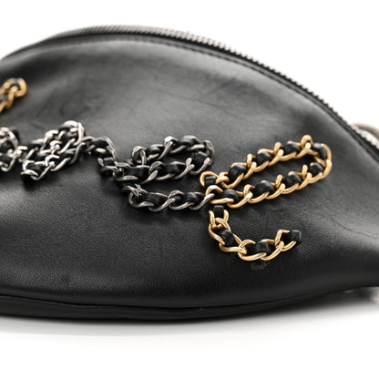 Chanel Calfskin Chain 20s Signe Waist Bag Black 10 of 15