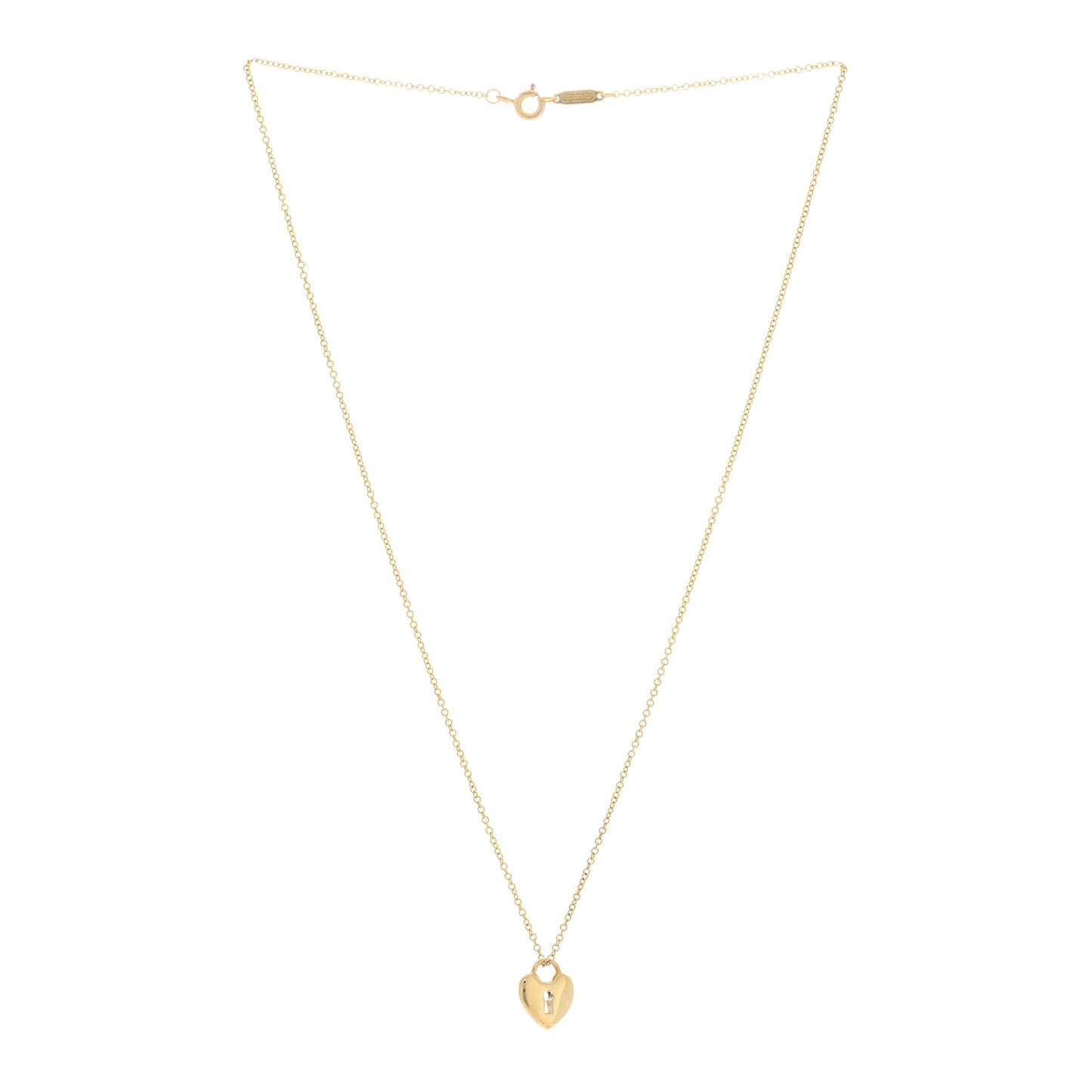 18K Yellow Gold Mini Heart Lock Pendant Necklace