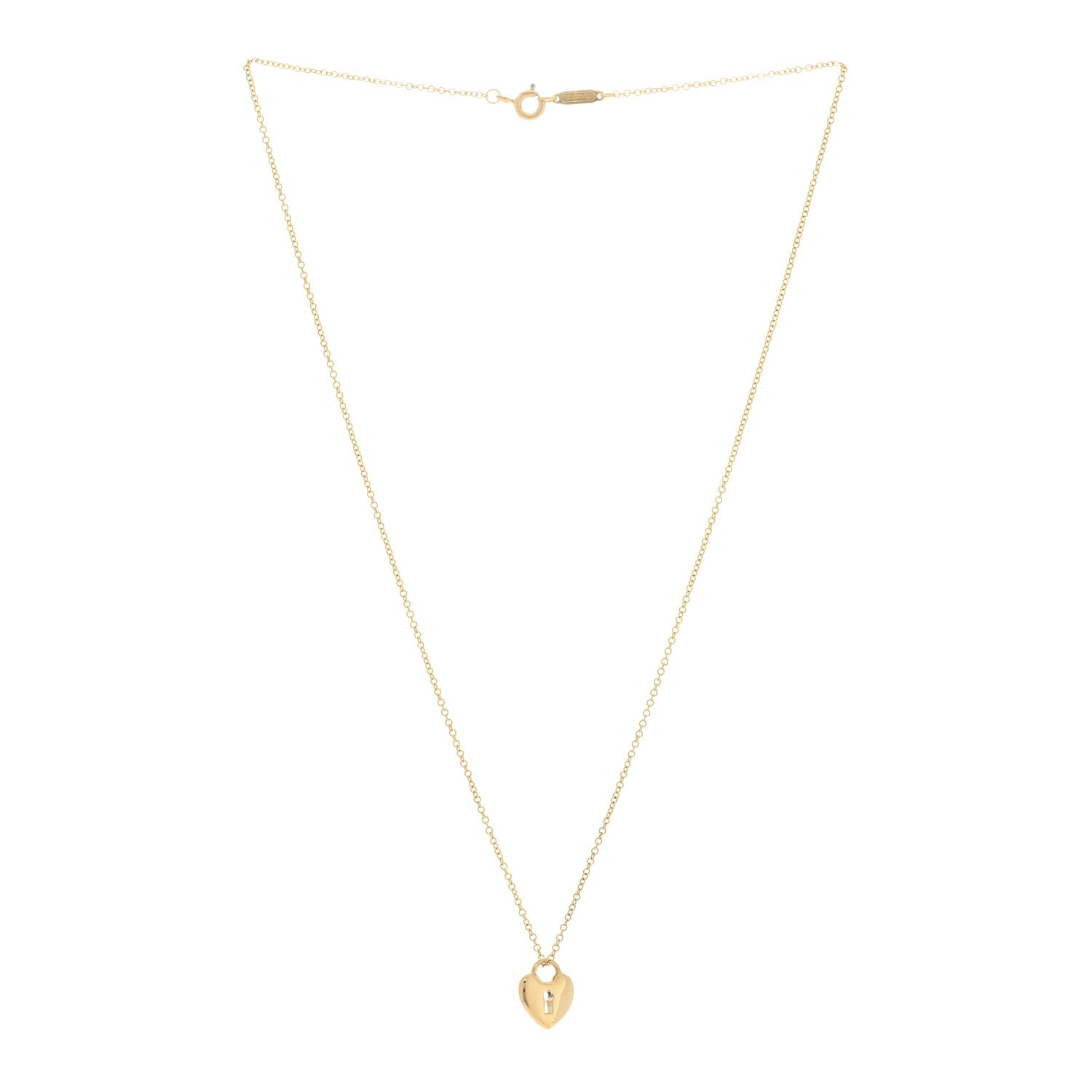 Tiffany 18K Yellow Gold Mini Heart Lock Pendant Necklace 3 of 5