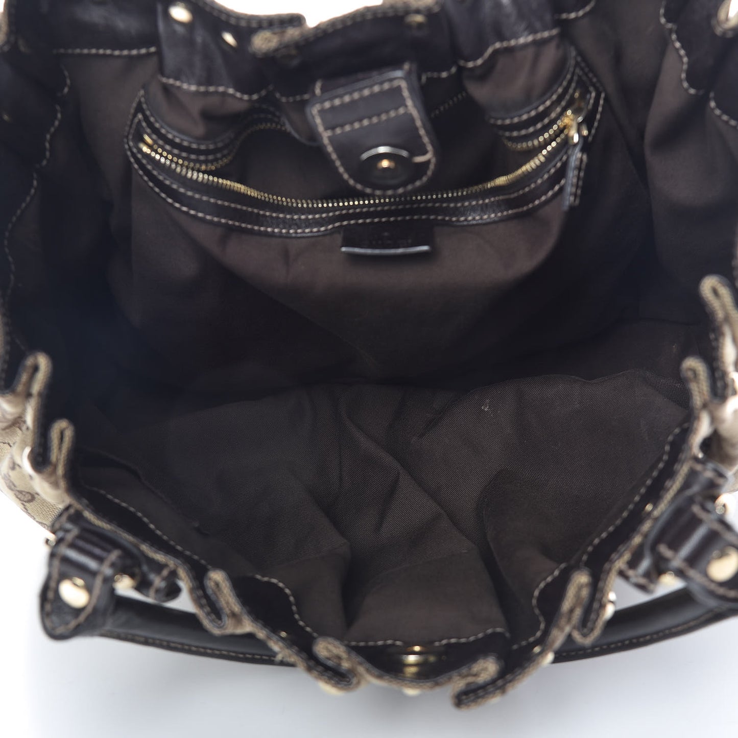 Monogram Studded Pelham Tote Dark Brown