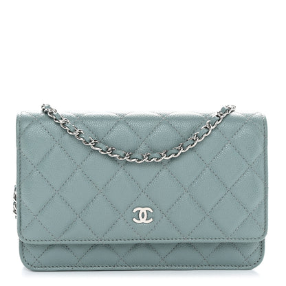 Chanel Caviar Quilted Wallet on Chain WOC Light Blue 1 of 12