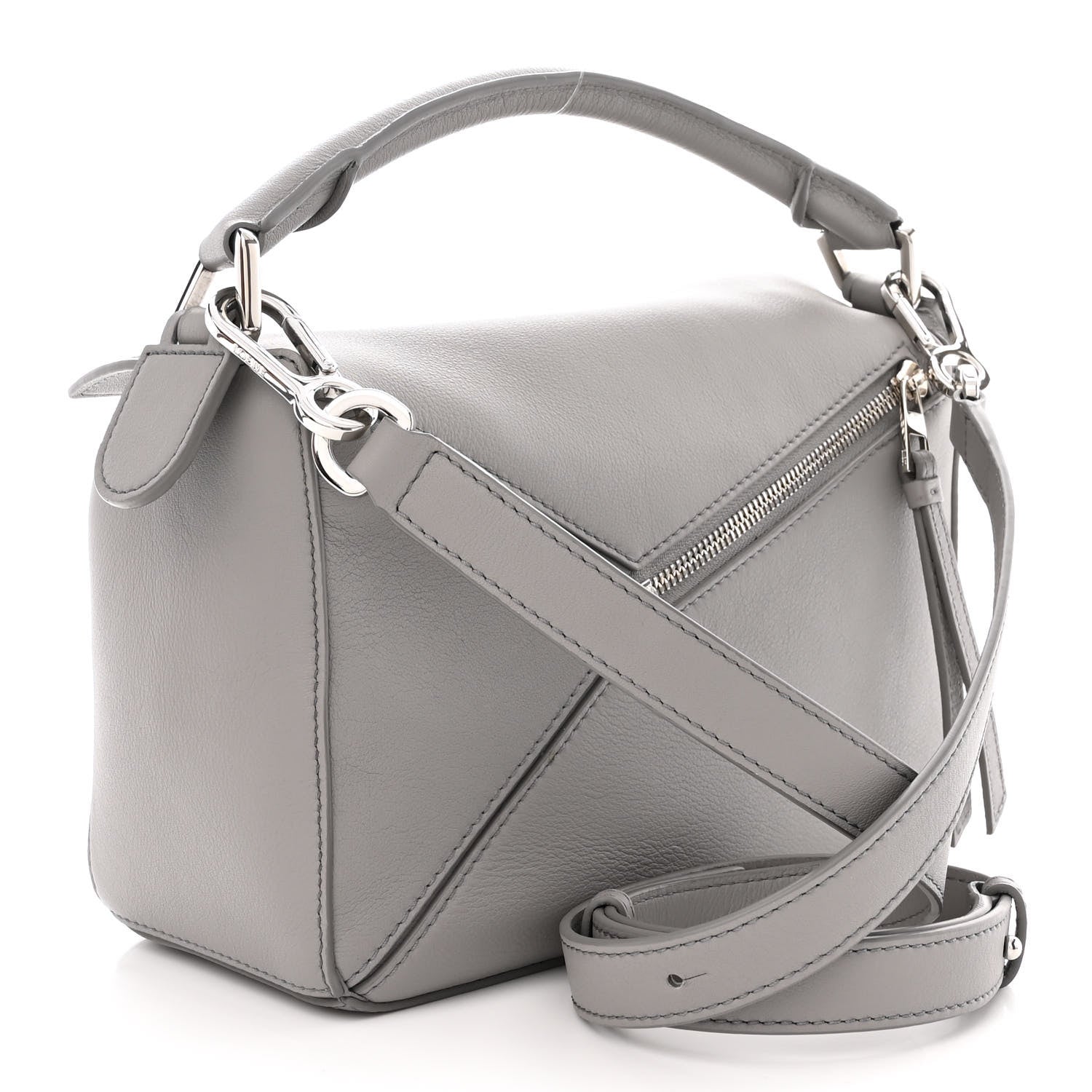 Loewe Calfskin Small Puzzle Bag Pearl Grey 1343580 – FASHIONPHILE