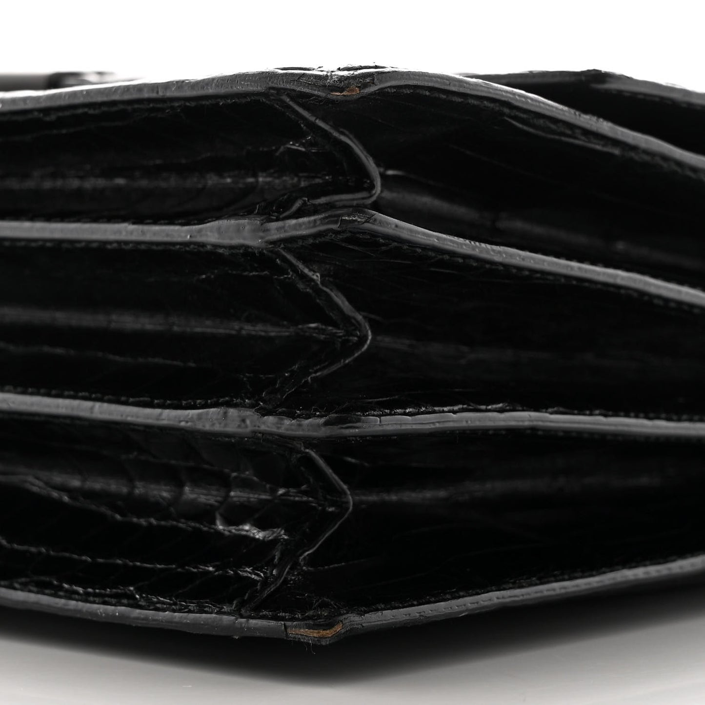 Crocodile Accordion Flap Shoulder Bag Black