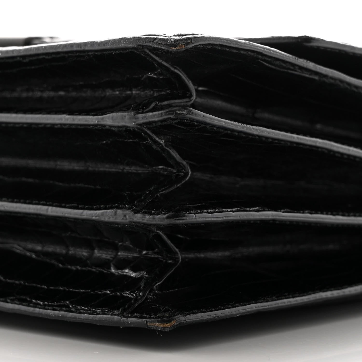 Bottega Veneta Crocodile Accordion Flap Shoulder Bag Black 12 of 12