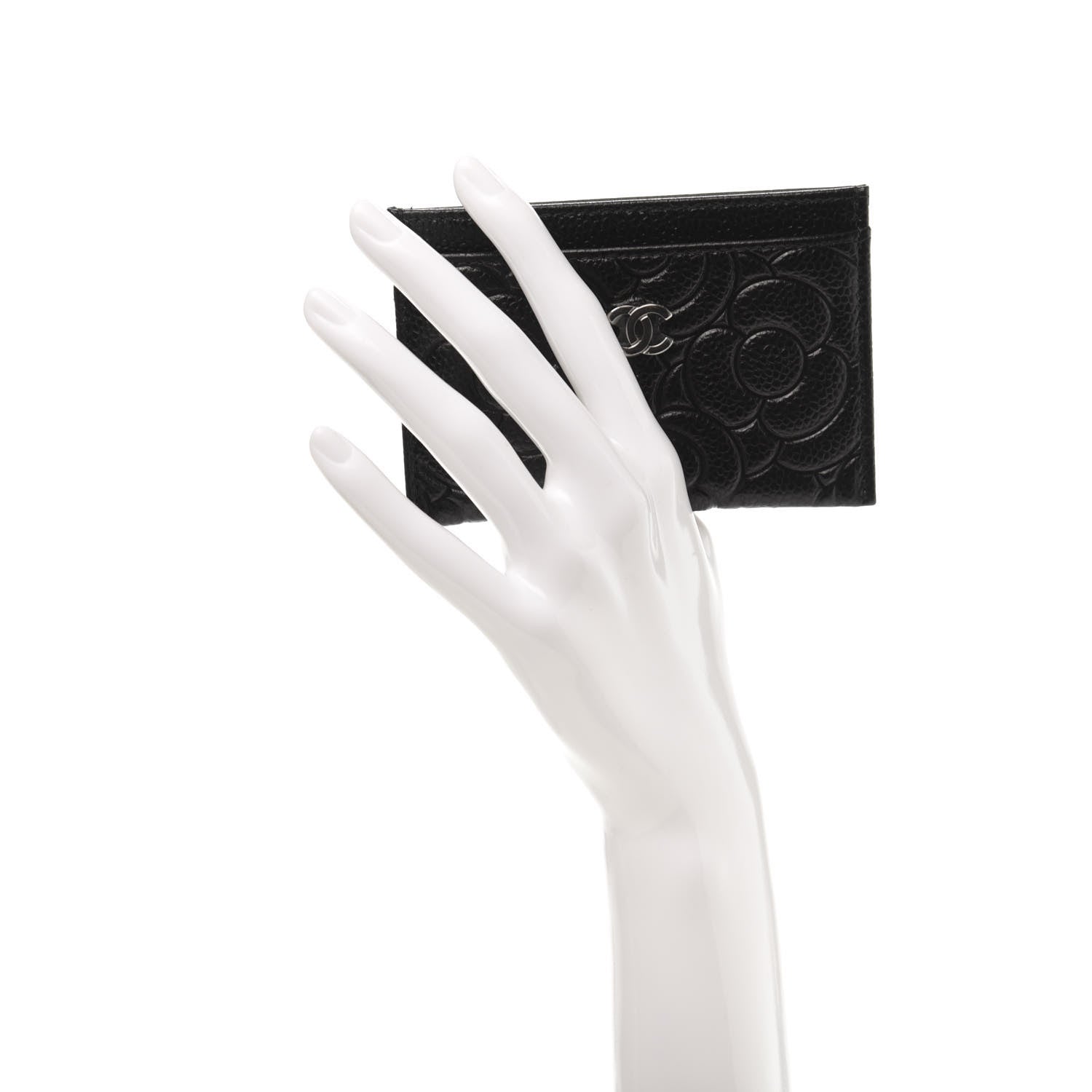 Chanel Caviar Camellia Embossed Card Holder Black 2 of 9