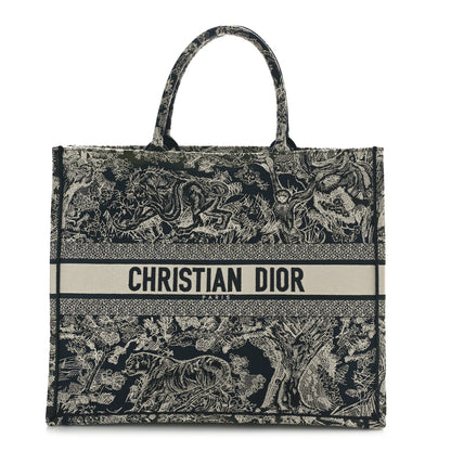 Christian Dior Canvas Embroidered Large Dioriviera Toile De Jouy Reverse Book Tote Blue 1 of 11