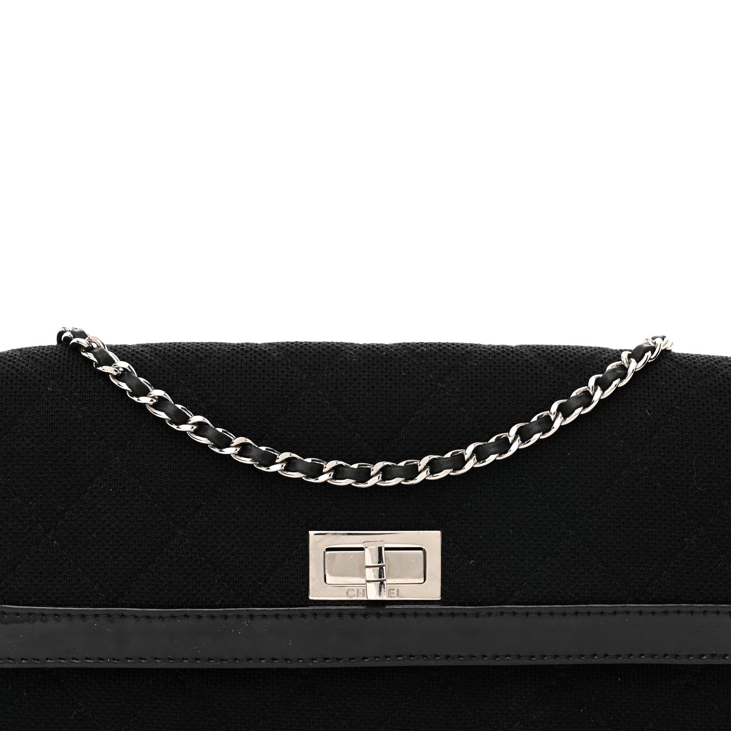 Chanel Jersey Patent Quilted 2.55 Reissue East West Flap Black 9 of 13