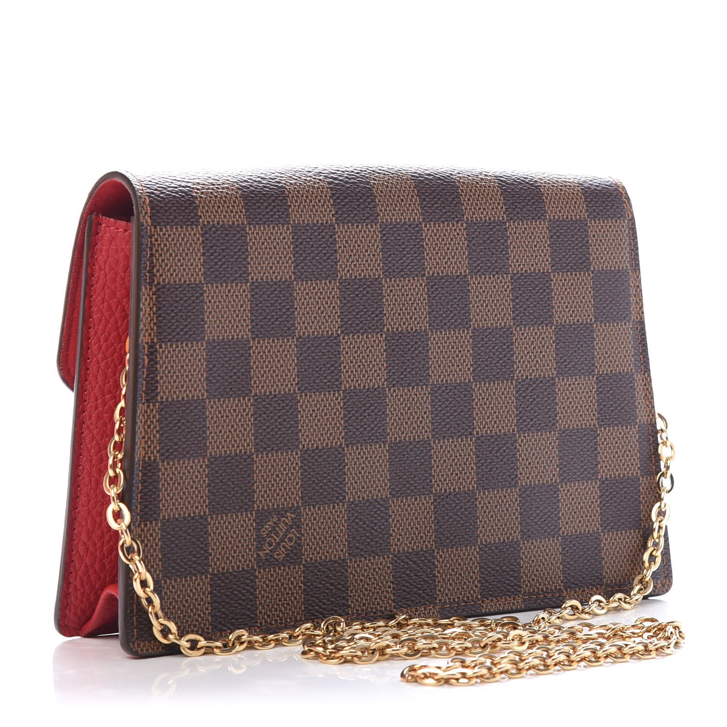 Louis Vuitton Damier Ebene Croisette Chain Wallet Scarlet 3 of 10