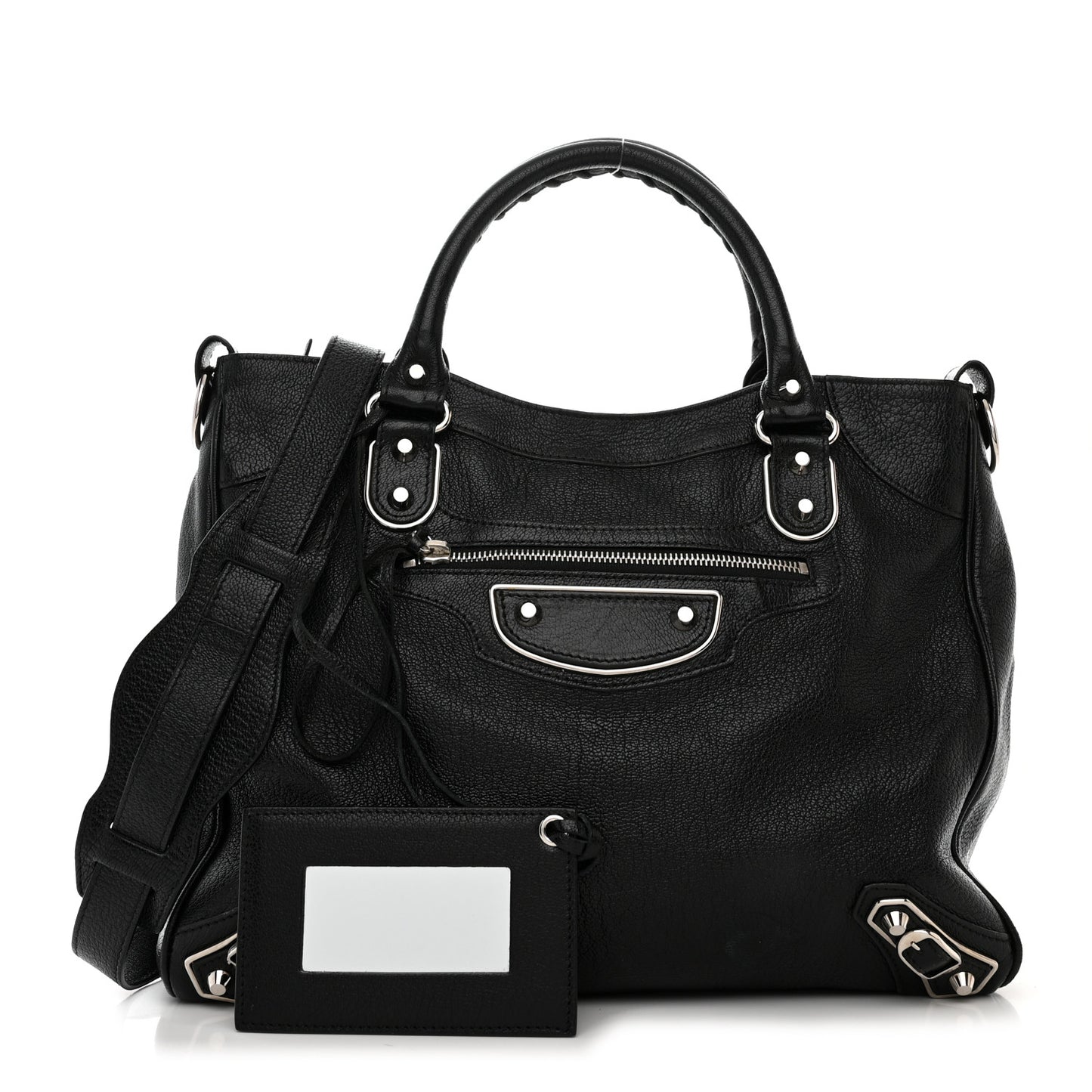 Chevre Silver Metallic Edge Hardware Velo Black