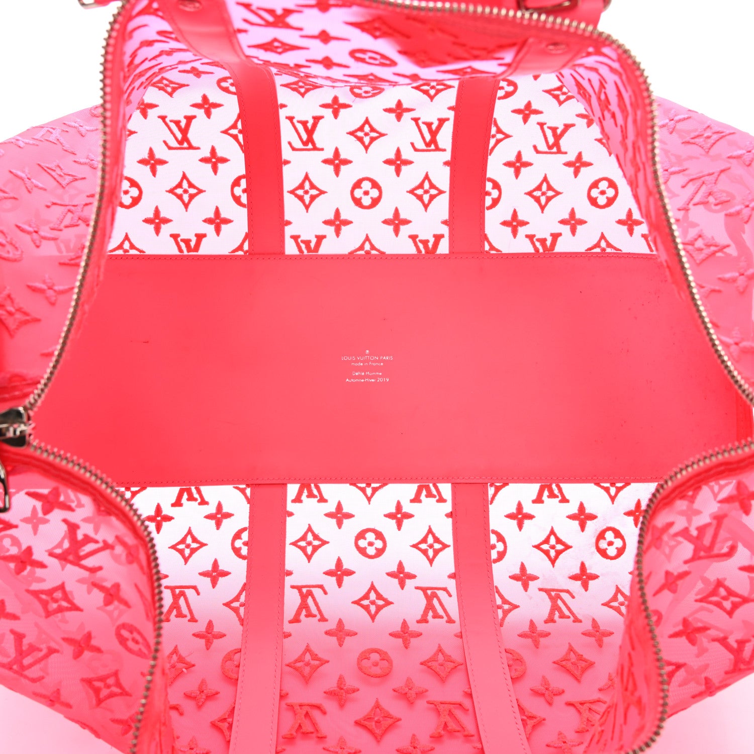 Louis Vuitton Monogram Fluo See Through Keepall Bandouliere 50 Rose 4 of 15