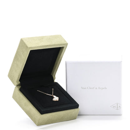 Van Cleef & Arpels 18K Yellow Gold Mother of Pearl Sweet Alhambra Butterfly Pendant Necklace 7 of 7
