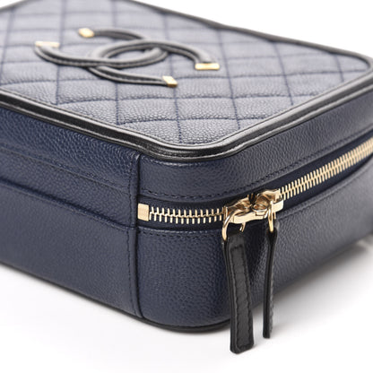 Chanel Caviar Quilted Medium CC Filigree Vanity Case Navy Black 7 of 11