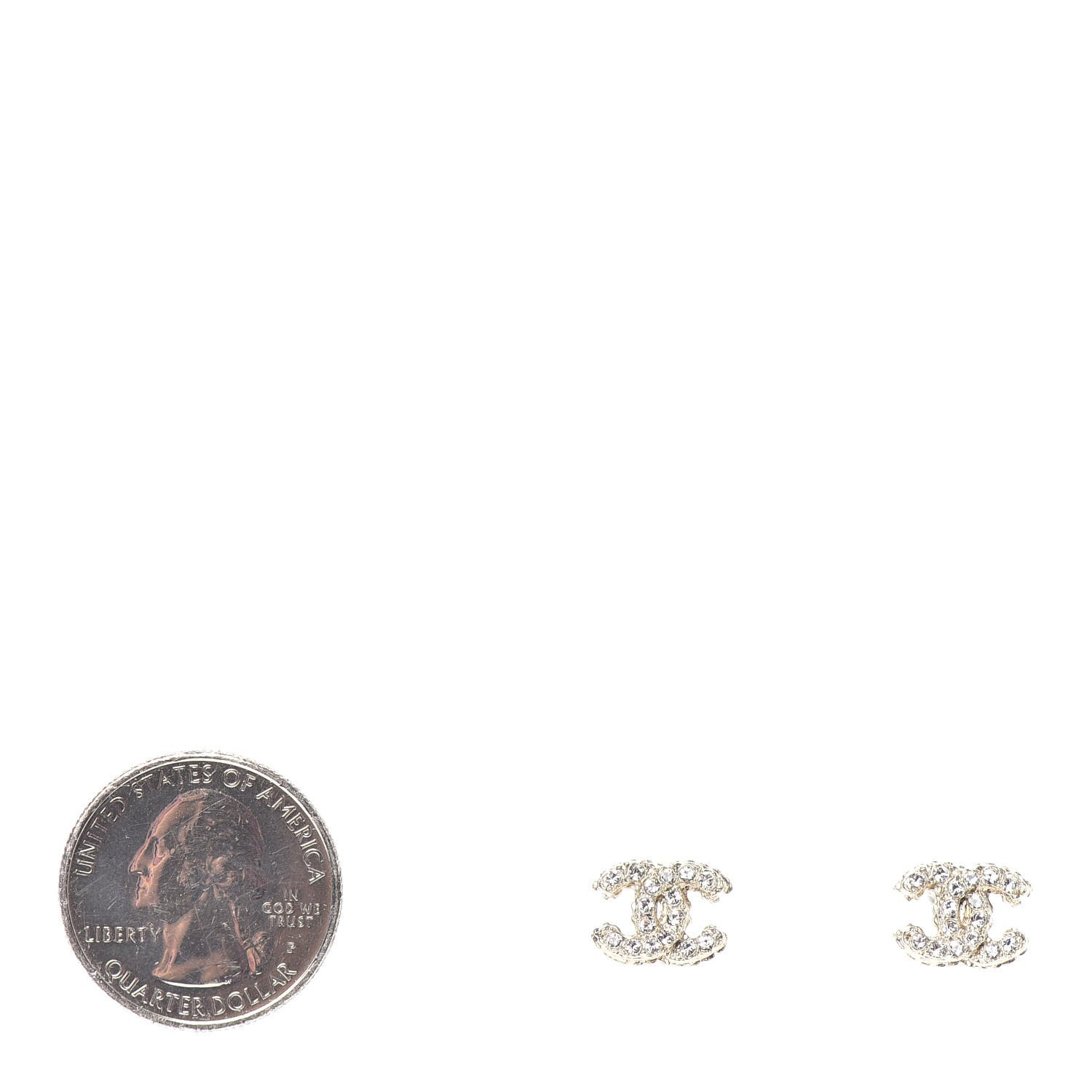 Chanel Crystal Mini CC Earrings Gold 2 of 4