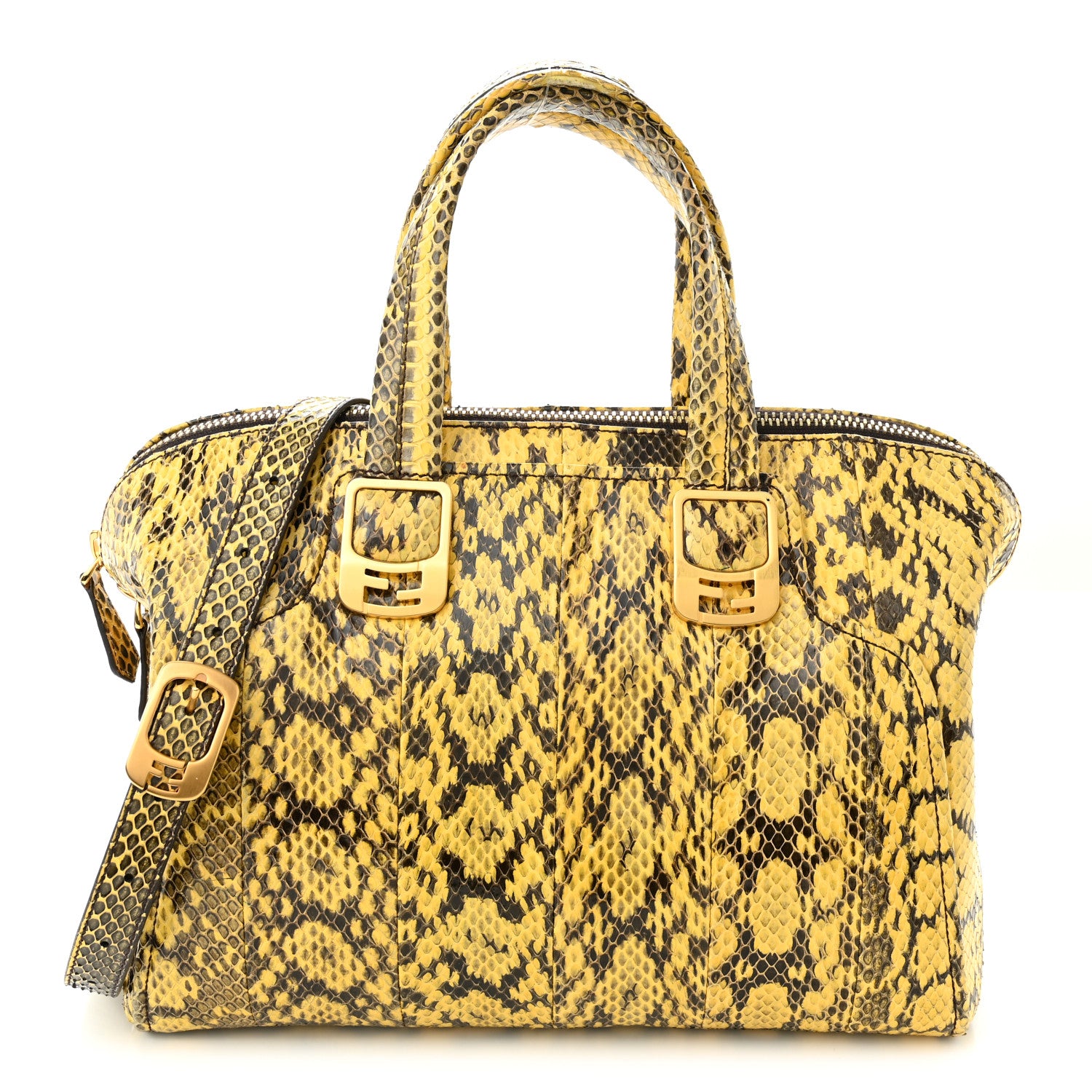 Fendi Snakeskin Small Chameleon Tote Yellow 1 of 10