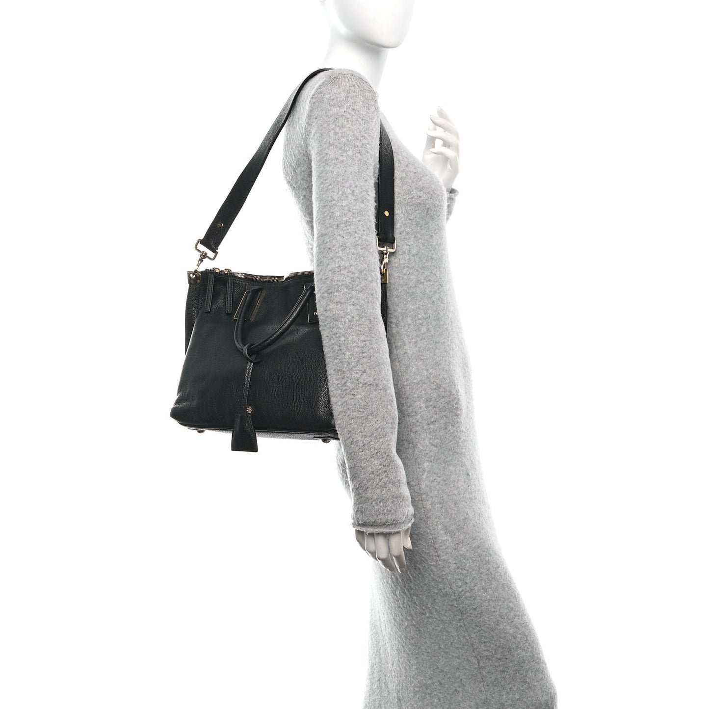 Classic Grained Calfskin Small Alice Satchel Black