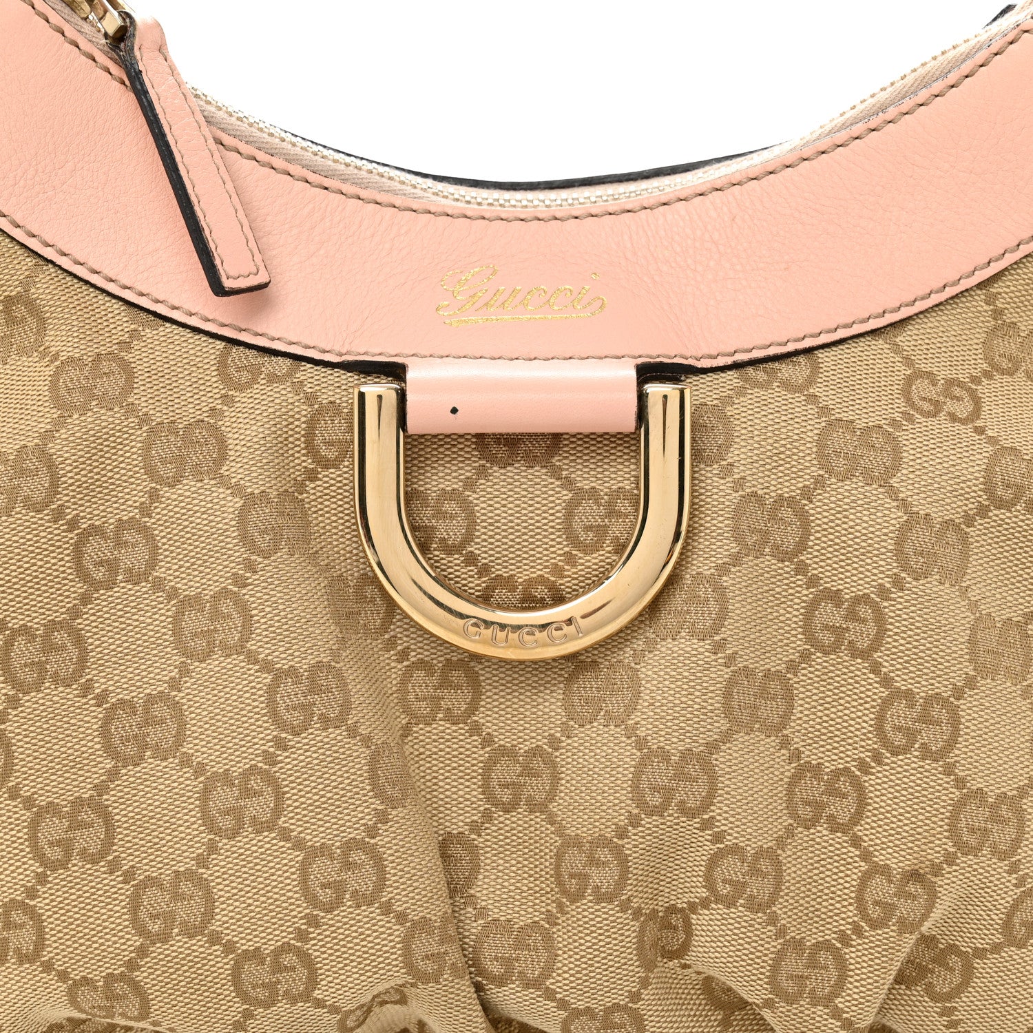 Gucci Monogram Medium D Gold Ring Hobo Pink 8 of 11