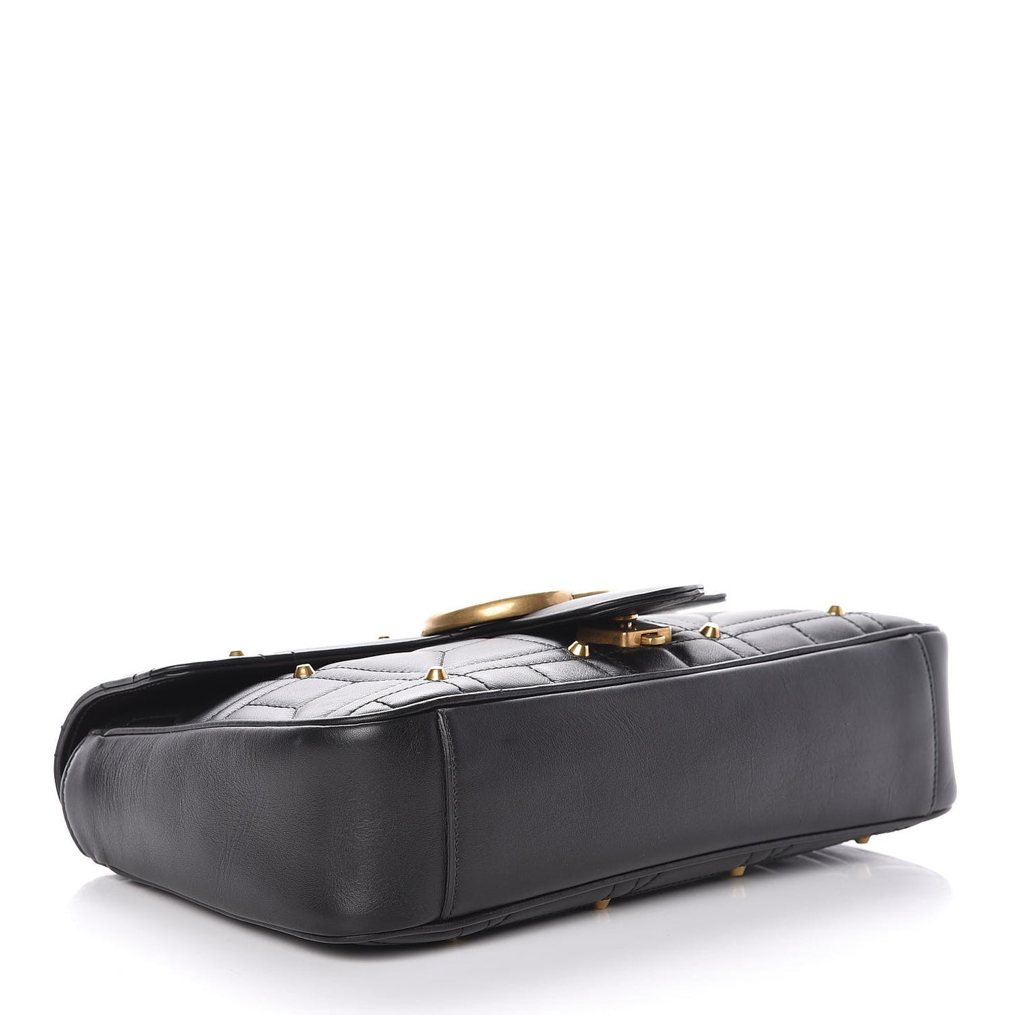 Calfskin Matelasse Studded Medium GG Marmont Shoulder Bag Black
