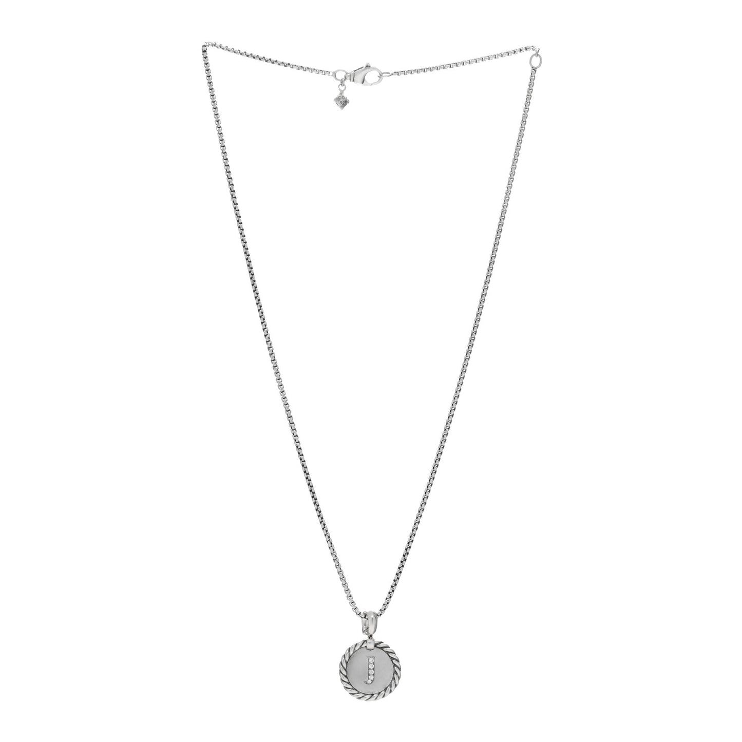 Sterling Silver Diamond Initial J Charm Necklace