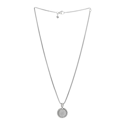 David Yurman Sterling Silver Diamond Initial J Charm Necklace 2 of 4