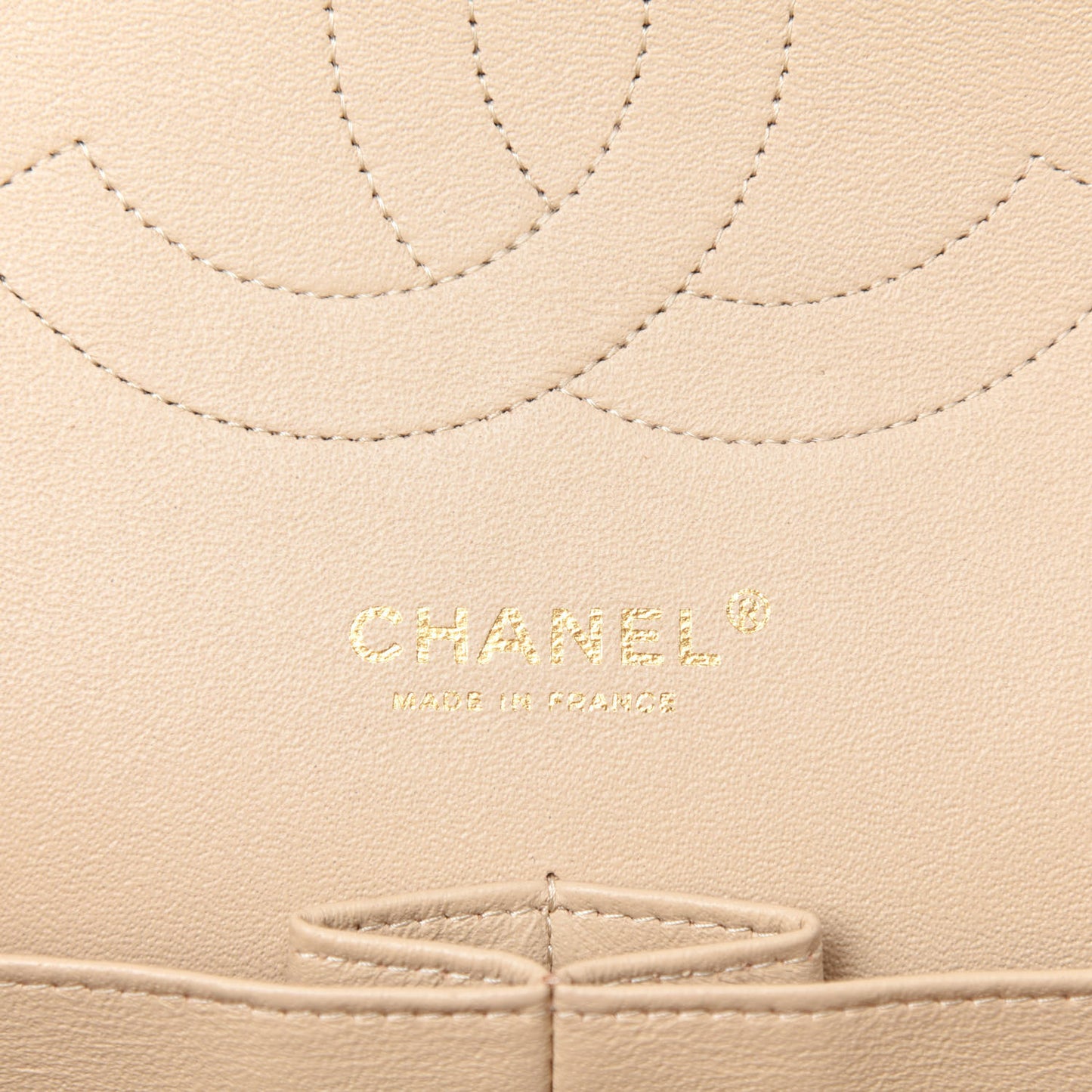 Lambskin Quilted Jumbo Double Flap Beige Clair