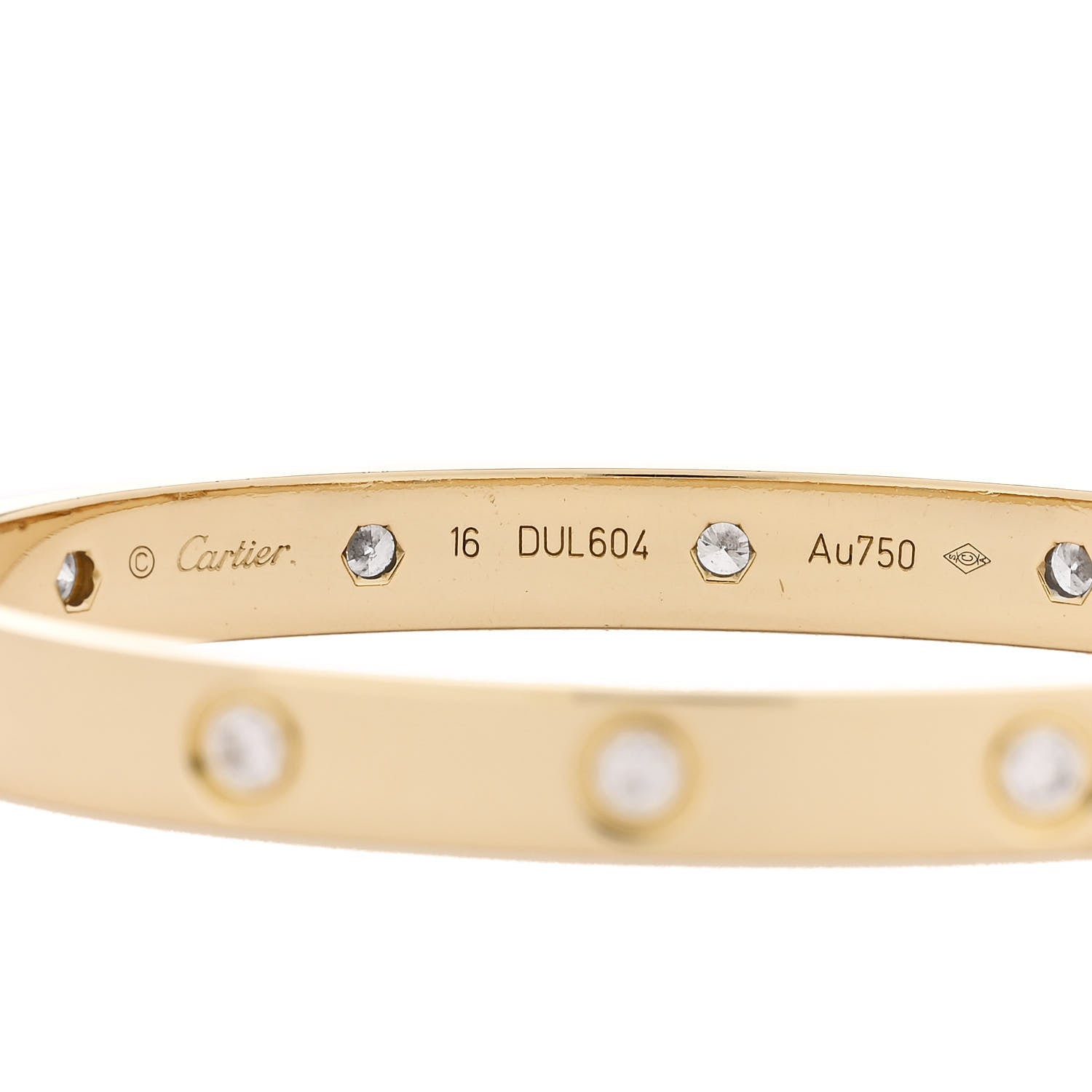 Cartier 18K Yellow Gold 10 Diamond LOVE Bracelet 16 3 of 6