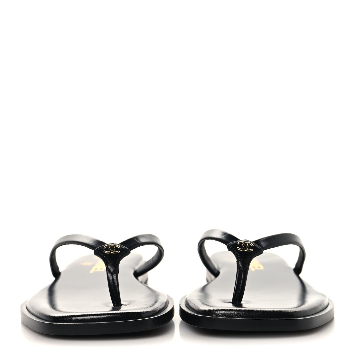 Goatskin Times Square Thong Sandals 37.5 Black