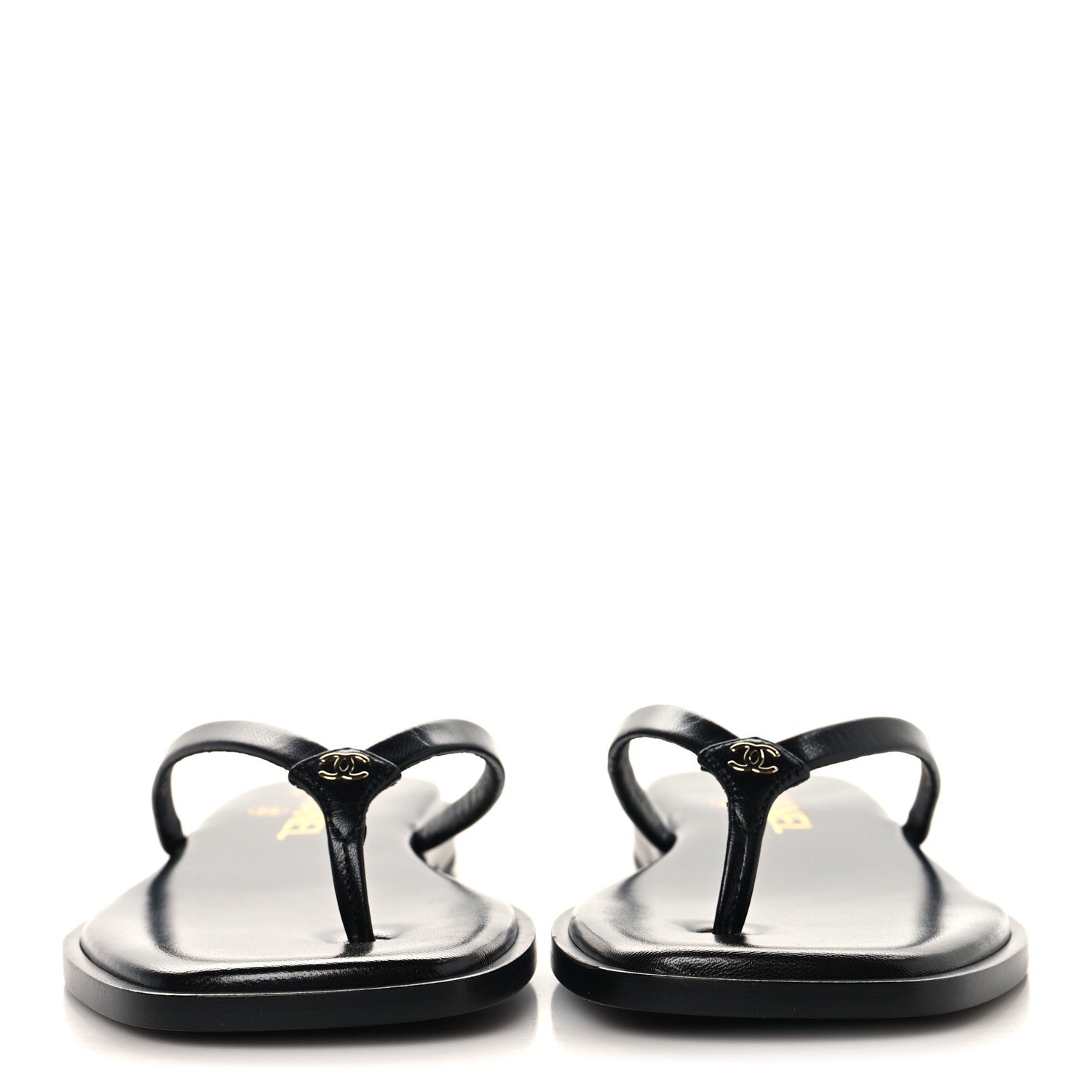 Chanel Goatskin Times Square Thong Sandals 37.5 Black 3 of 10