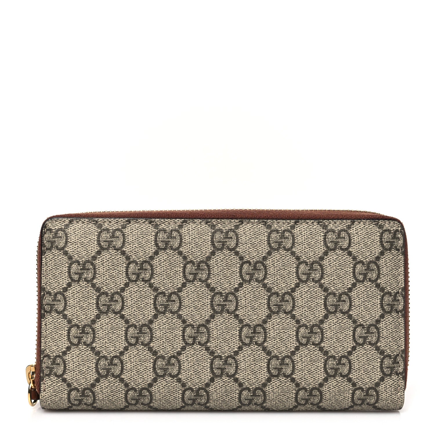 Gucci GG Supreme Monogram Cuoio Toscano Zip Around Wallet Beige Ebony Cuir 1 of 8
