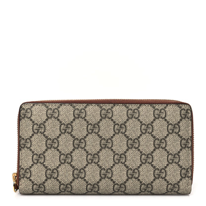 Gucci GG Supreme Monogram Cuoio Toscano Zip Around Wallet Beige Ebony Cuir 1 of 8