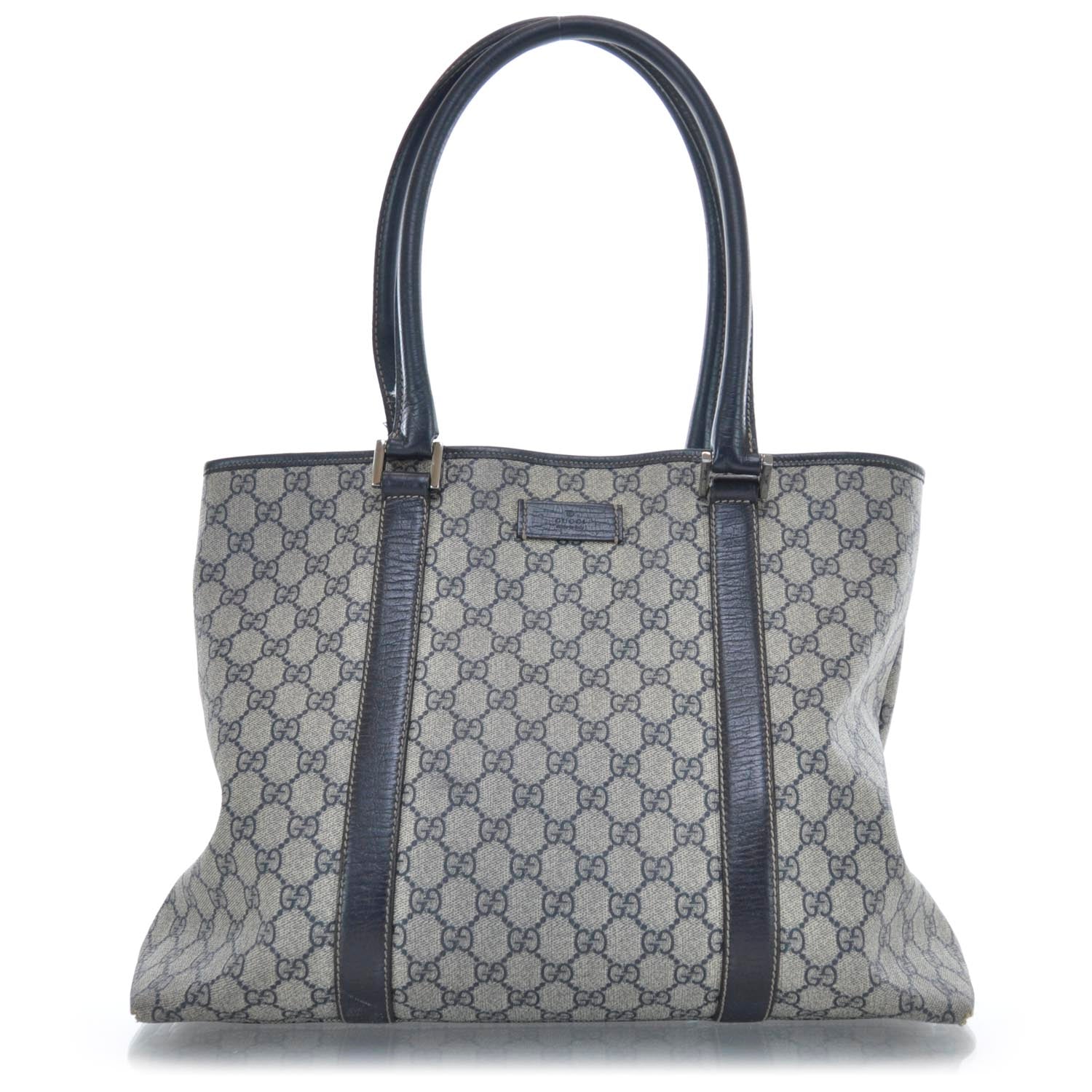 Gucci Coated Canvas Monogram Tote Navy 1 of 12