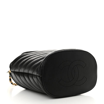 Chanel Lambskin Chevron Quilted Handle With Chic Bucket Bag Black 4 of 10