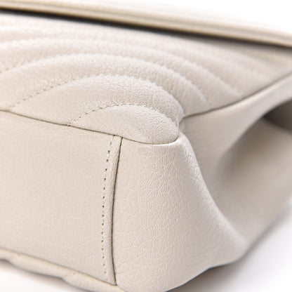 Saint Laurent Sheepskin Matelasse Chevron Monogram Medium College Bag Dove White 10 of 11