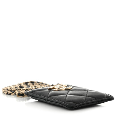 Chanel Lambskin Quilted Glitter Card Holder On Chain Black 4 of 10